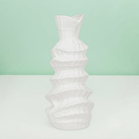 White Sculpted Flower Vase