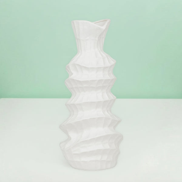 White Sculpted Flower Vase