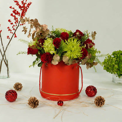Yule Splendor festive Christmas floral arrangement