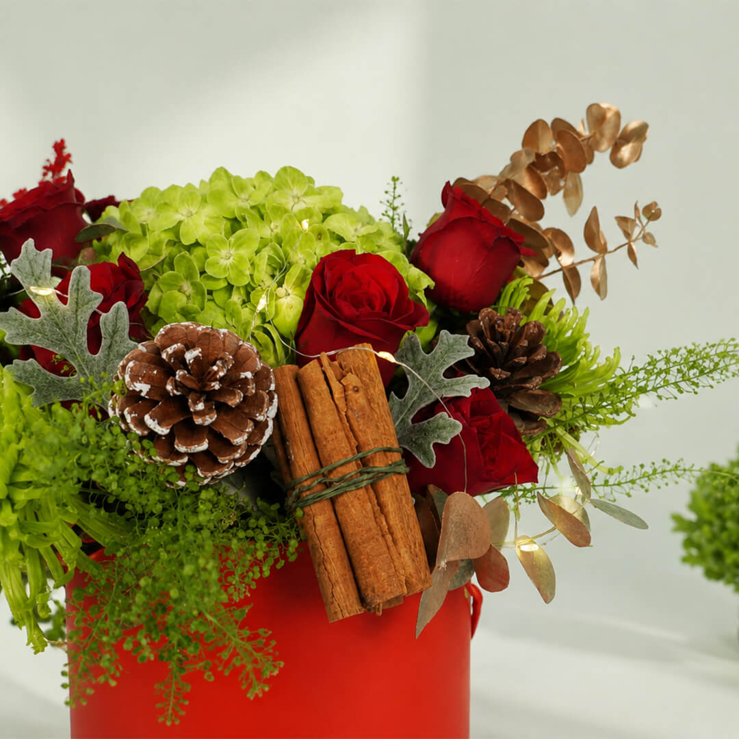 Yule Splendor festive Christmas floral arrangement