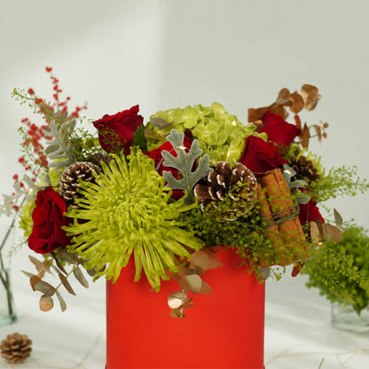 Yule Splendor festive Christmas floral arrangement