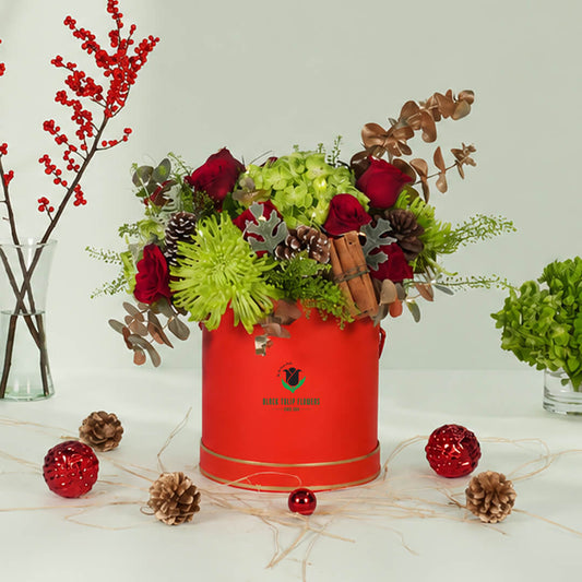 Yule Splendor festive Christmas floral arrangement
