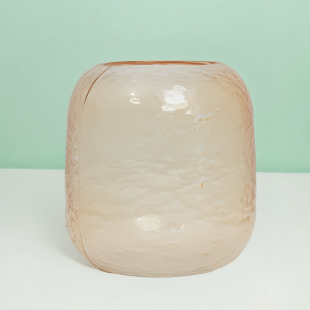 Amber Ripple Barrel Glass Pot 20 cm