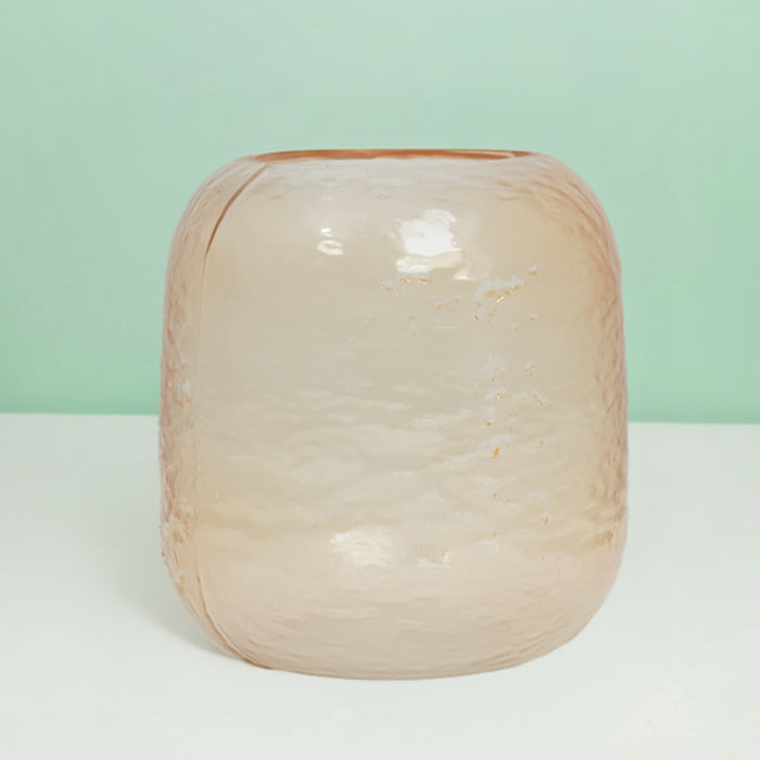 Amber Ripple Barrel Glass Pot 20 cm