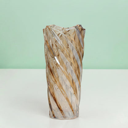 Amber Twisted Cylindrical Flower Vase