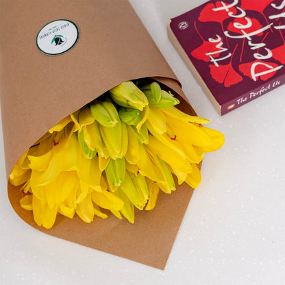 Asiatic lily flowers with broad petals and large open blooms arranged as fresh cut stems