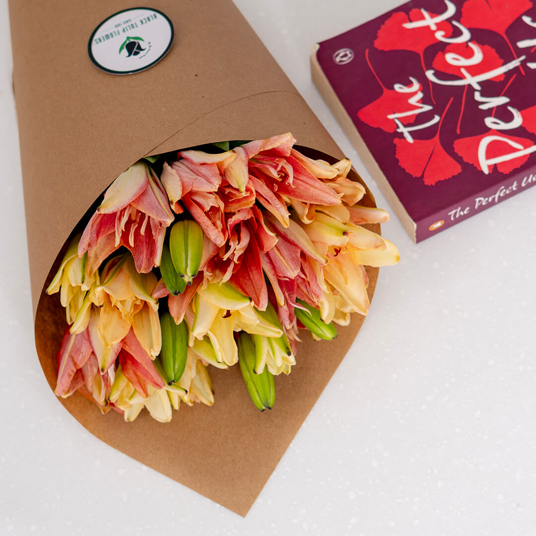Asiatic lily flowers with broad petals and large open blooms arranged as fresh cut stems