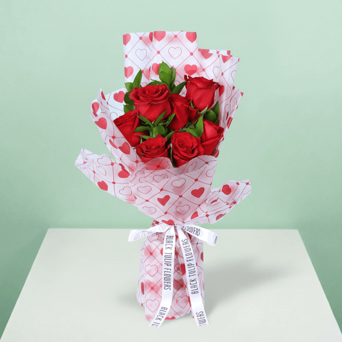 Blush Love 7 Red Rose Bouquet