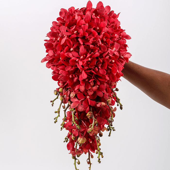 Red Cascading Orchid Wedding Bouquet