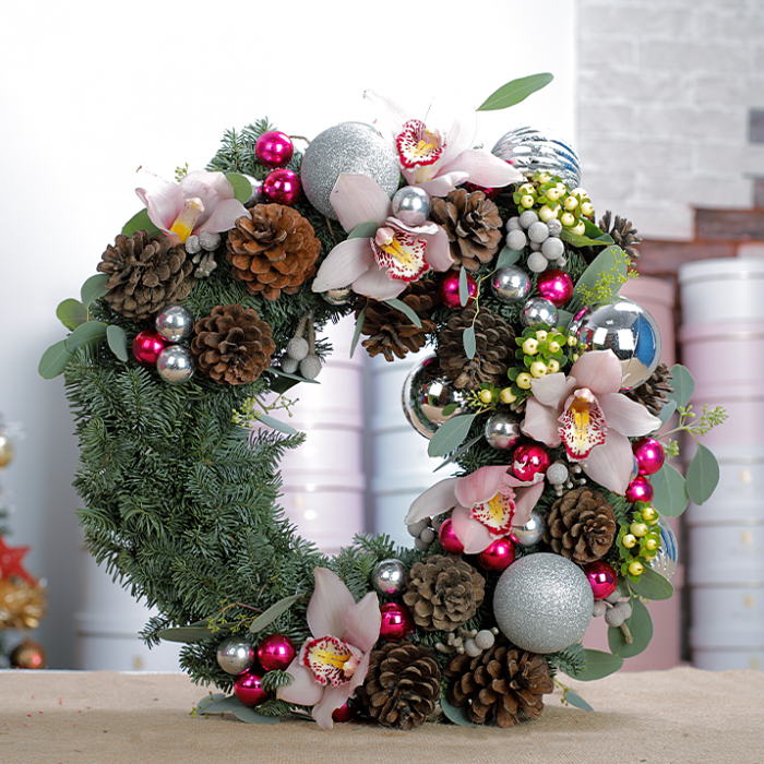 Christmas Wreath - Pink - Image 1