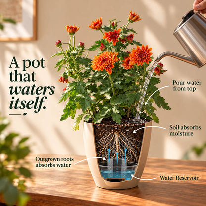 Fresh green chrysanthemum plant with vibrant foliage in a 5-inch plastic pot.