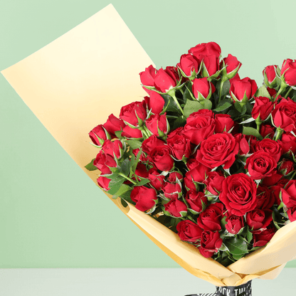 Love Red Rose Grand Bouquet arranged with 60 red roses with premium green fillers