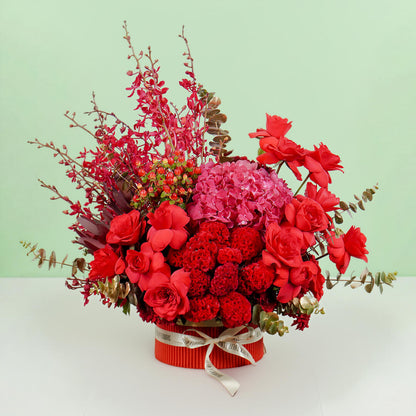 Crimson Majesty red rose floral box with rich red blooms in a premium gift box