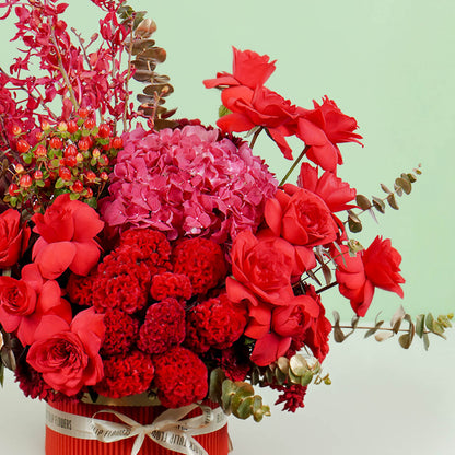 Crimson Majesty red rose floral box with rich red blooms in a premium gift box