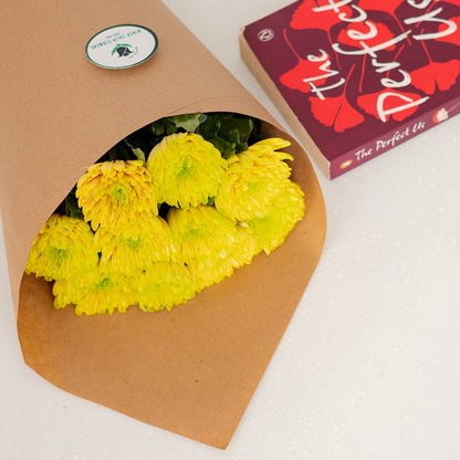 Fresh Disbud flowers neatly arranged and wrapped in brown paper