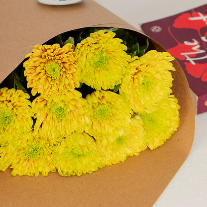 Fresh Disbud flowers neatly arranged and wrapped in brown paper