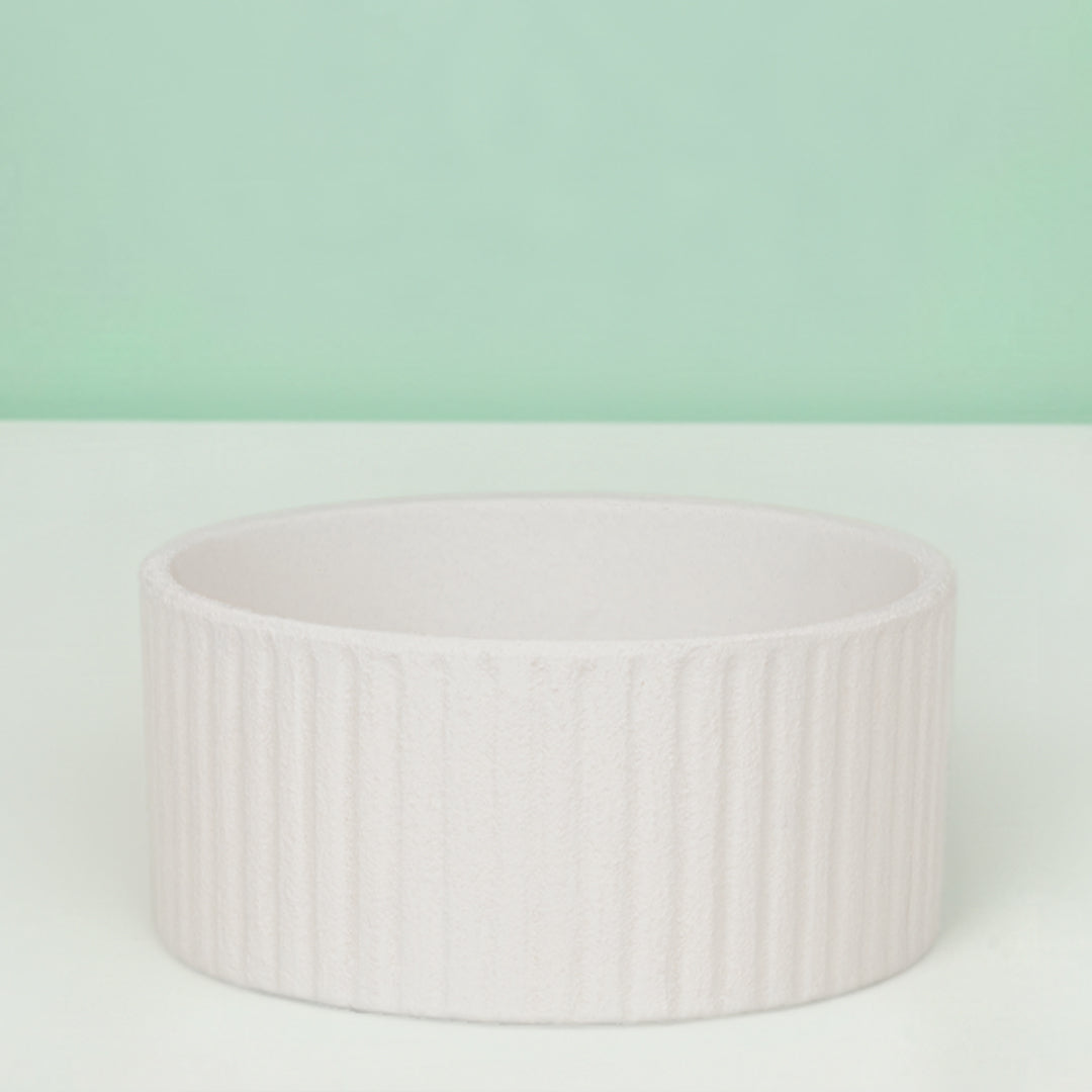Fluted Ceramic Planter Vase - White
