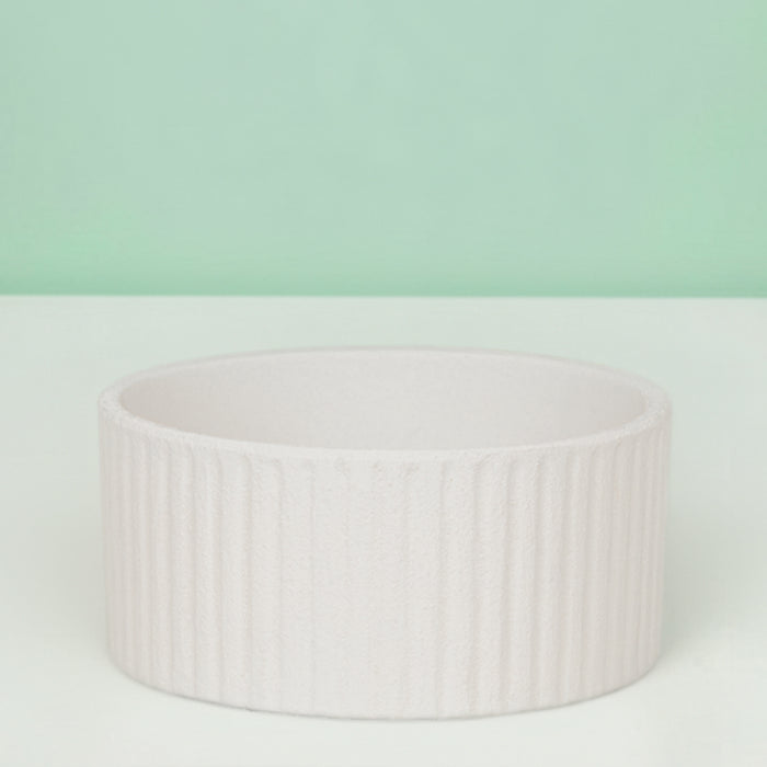 Fluted Ceramic Planter Vase - White
