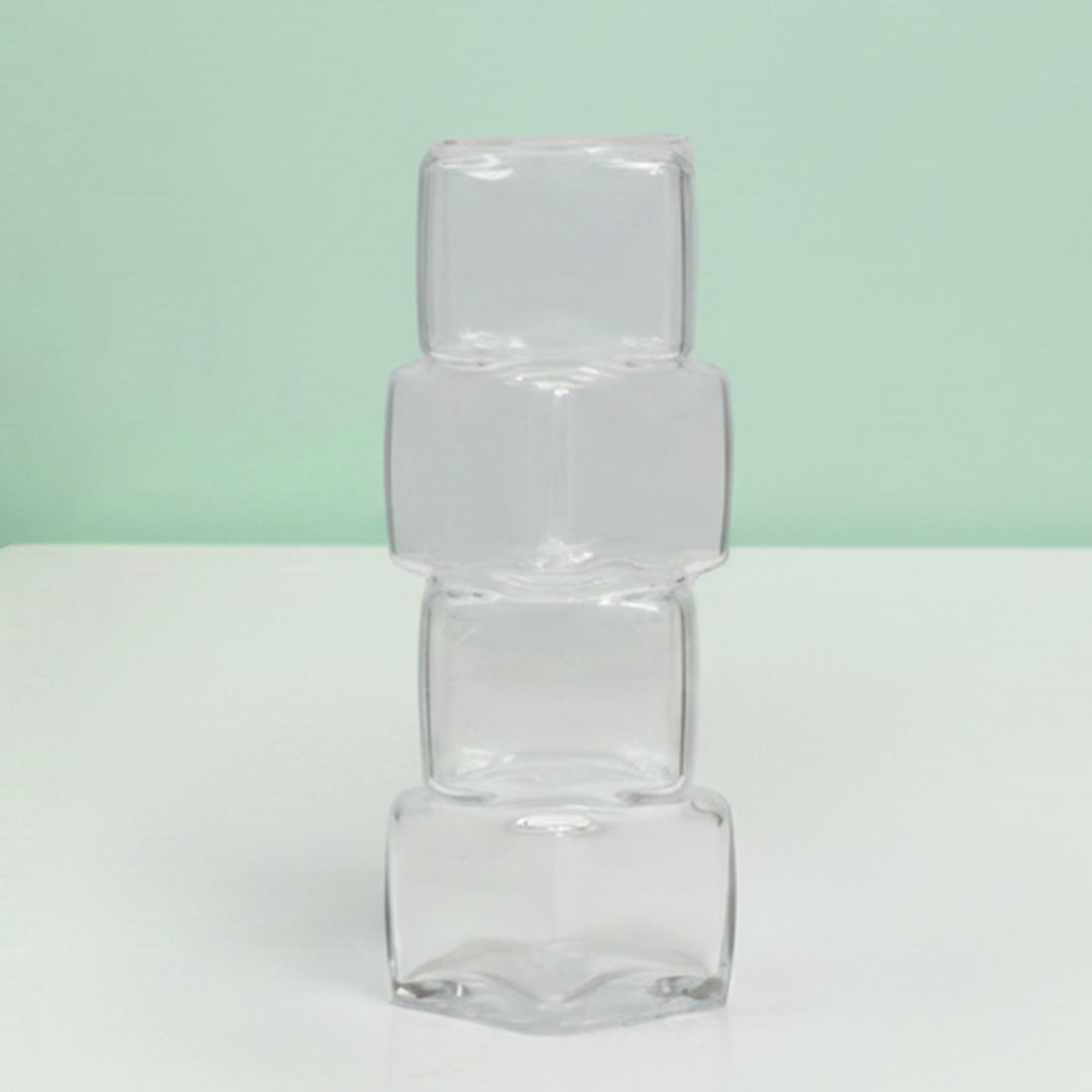 Geometric Four-Tiered Glass Vase