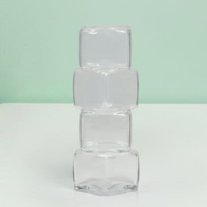 Geometric Four-Tiered Glass Vase