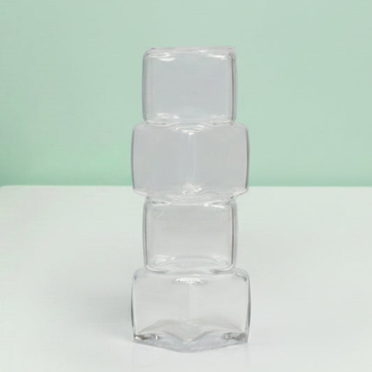 Geometric Four-Tiered Glass Vase