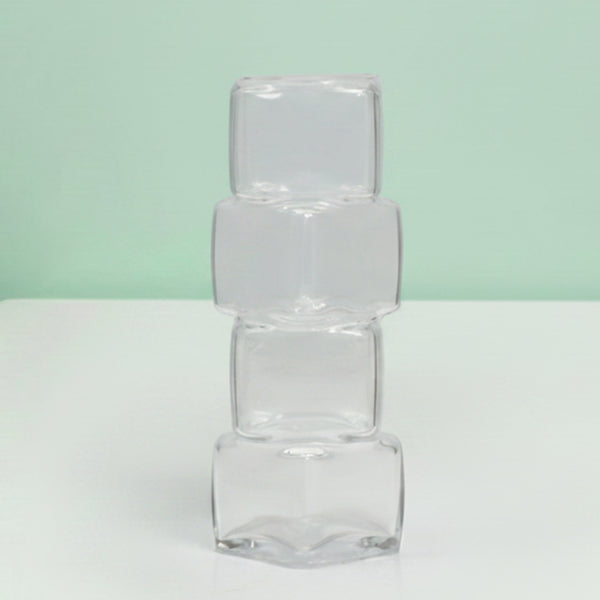 Geometric Four-Tiered Glass Vase