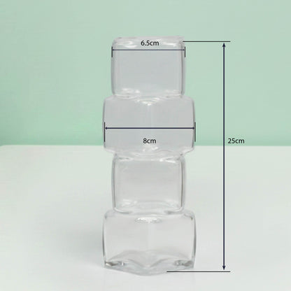 Geometric Four-Tiered Glass Vase