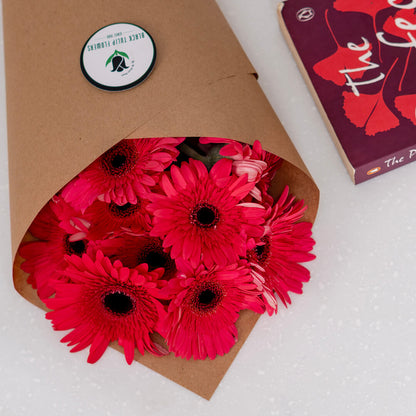 Gerbera cut flowers with open blooms in multiple bright colours