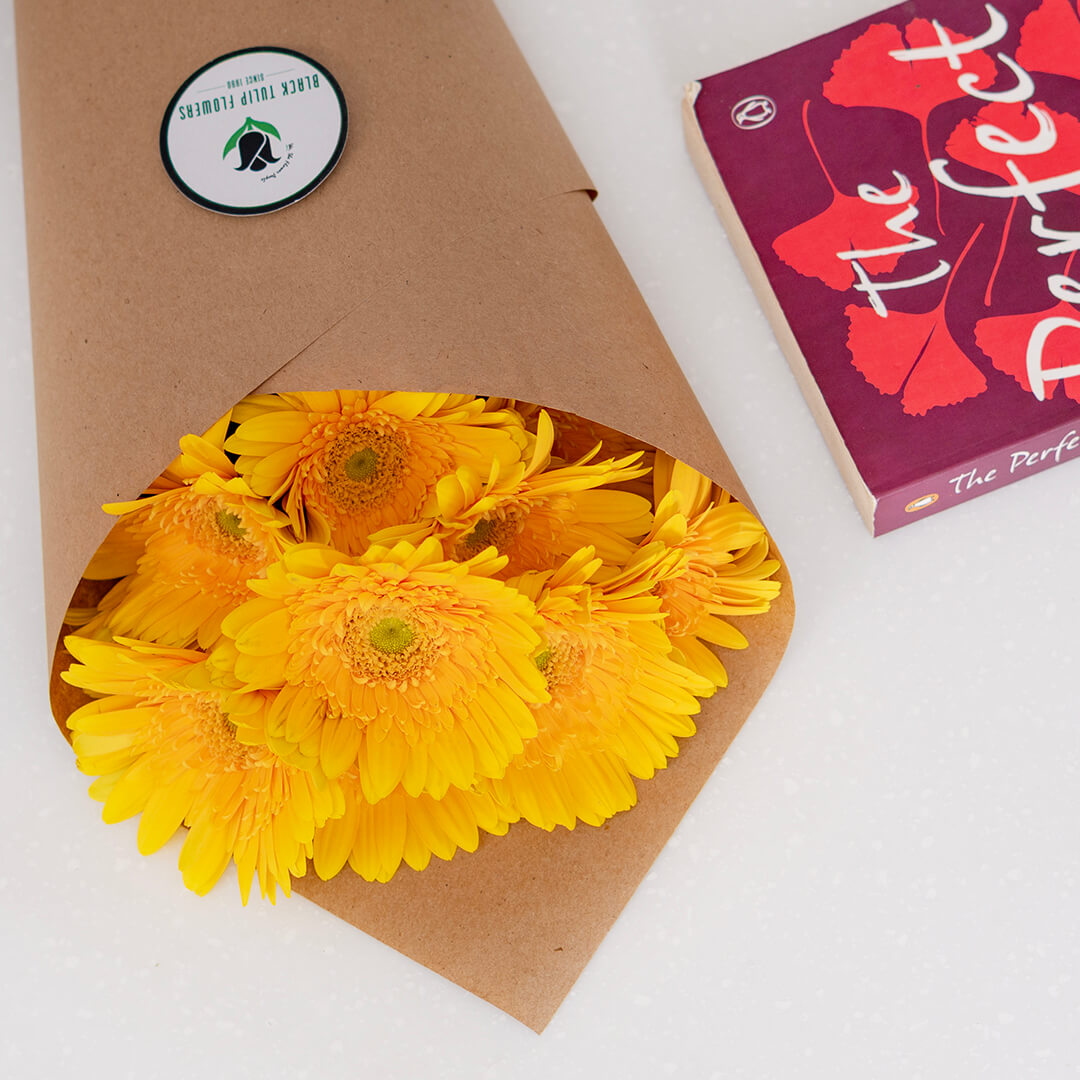 Gerbera cut flowers with open blooms in multiple bright colours