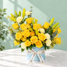 Golden Yellow Flowers in Blue Box
