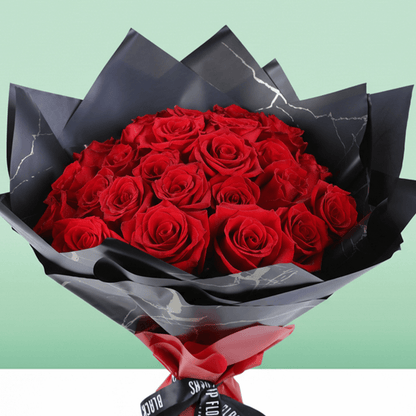 Romance in Red 30 Rose Bouquet arranged with 30 fresh red roses with stylish wrap