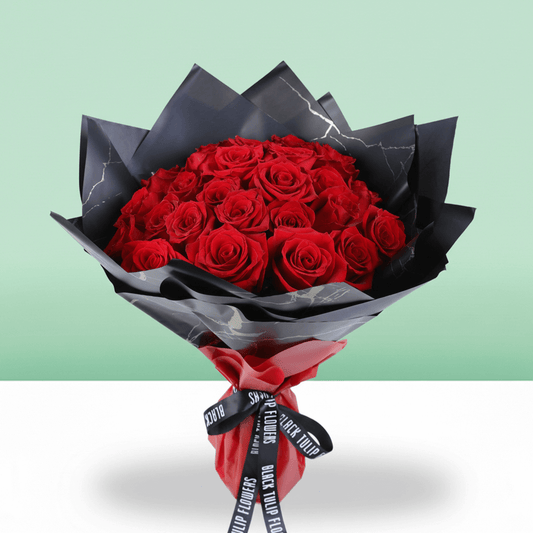 Romance in Red 30 Rose Bouquet arranged with 30 fresh red roses with stylish wrap