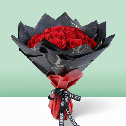 Romance in Red 30 Rose Bouquet arranged with 30 fresh red roses with stylish wrap