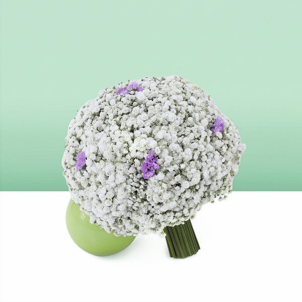 White baby's breath Million Star bridal bouquet, delicately arranged for an elegant and romantic wedding.