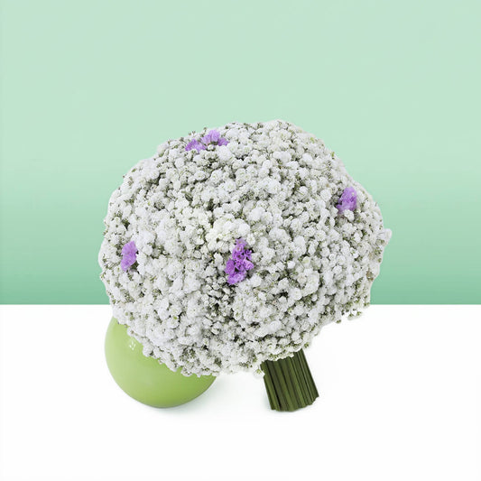 White baby's breath Million Star bridal bouquet, delicately arranged for an elegant and romantic wedding.