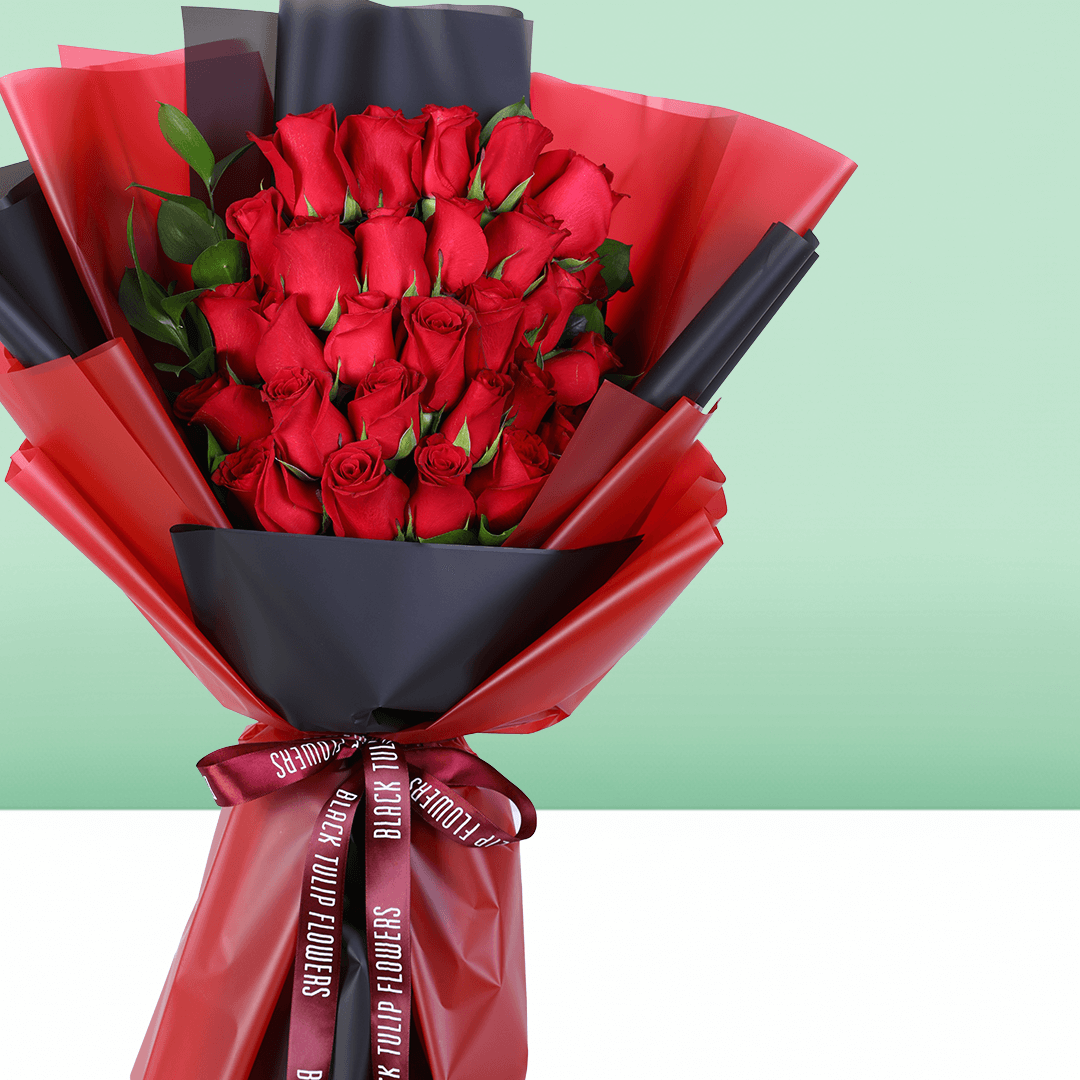 Signature Love 30 Red Rose Bouquet arranged with 30 fresh red roses