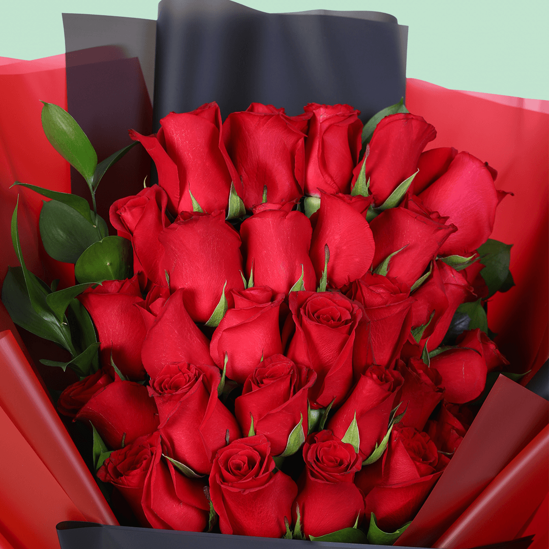 Signature Love 30 Red Rose Bouquet arranged with 30 fresh red roses