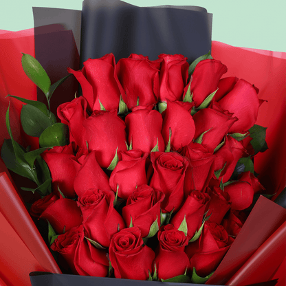 Signature Love 30 Red Rose Bouquet arranged with 30 fresh red roses