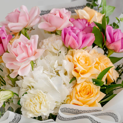 Pastel Dreams bouquet featuring soft pastel flowers arranged beautifully for elegant gifting and special occasions
