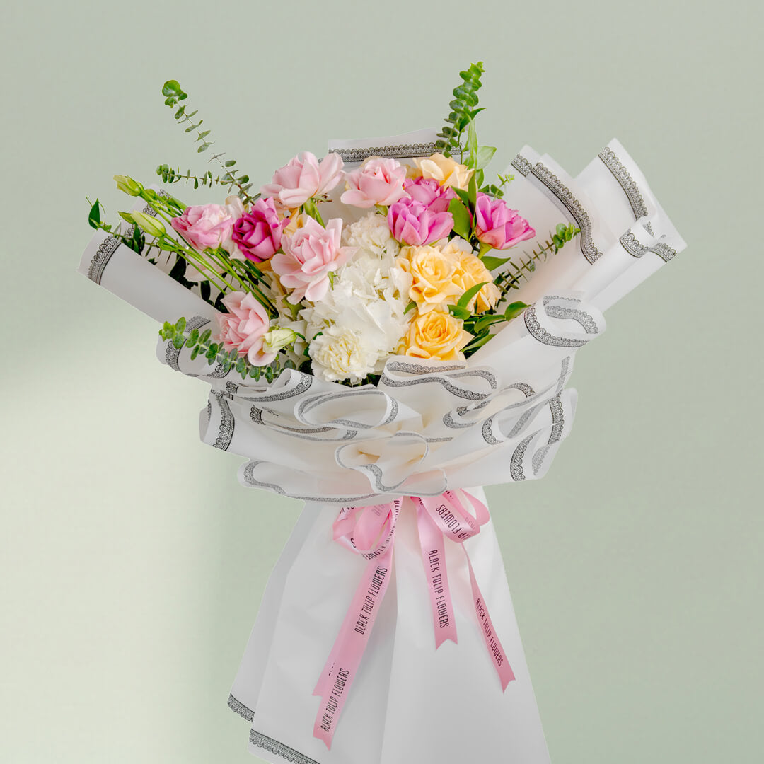 Pastel Dreams bouquet featuring soft pastel flowers arranged beautifully for elegant gifting and special occasions