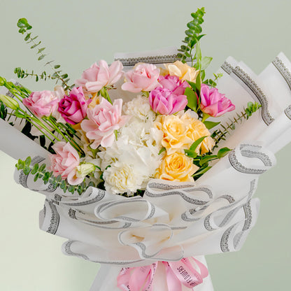Pastel Dreams bouquet featuring soft pastel flowers arranged beautifully for elegant gifting and special occasions