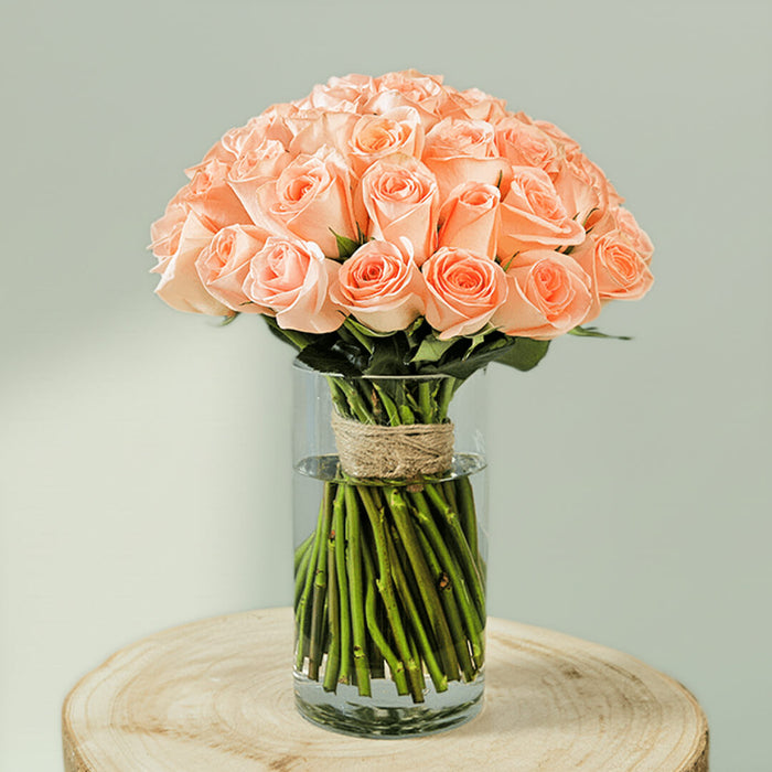 Peach Rose Glass Vase