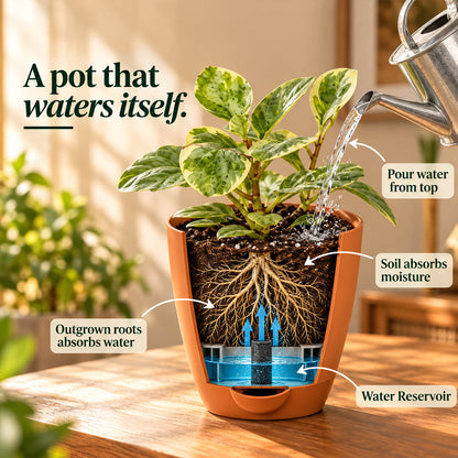 Compact green peperomia houseplant thriving inside a 5-inch plastic pot.