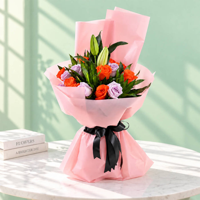 Pink Orange Lilies & Roses