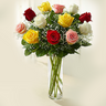 12 Mixed Rose Vase