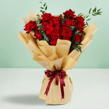20 Red Roses Valentine Bouquet arranged with 20 red roses with greenery