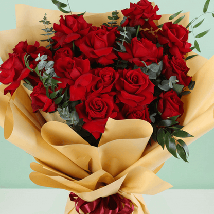 20 Red Roses Valentine Bouquet arranged with 20 red roses with greenery