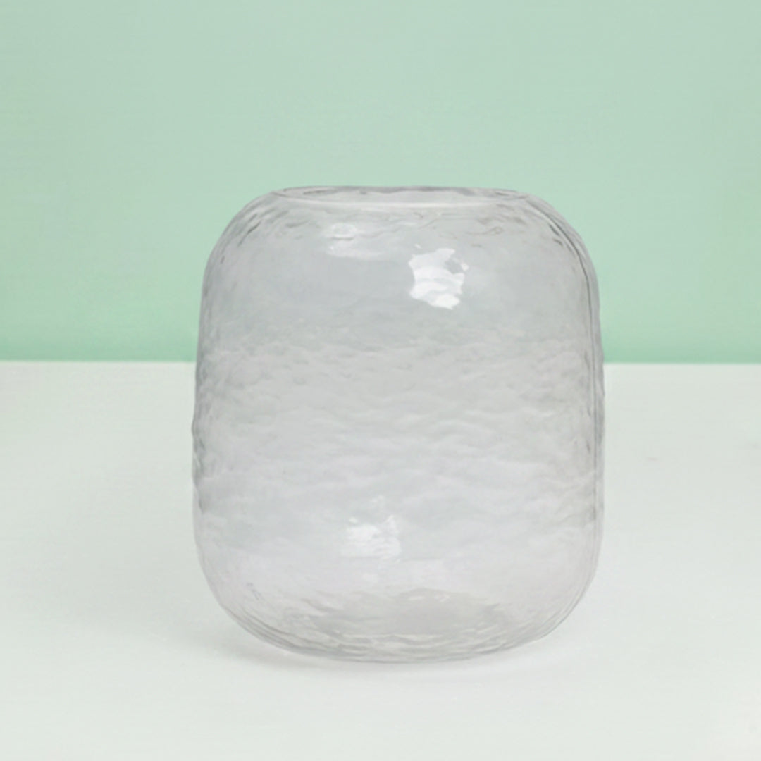 Ripple Barrel Glass Flower Vase