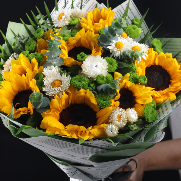 Bouquet of Sunflowers and Chrysanthemums with greenery