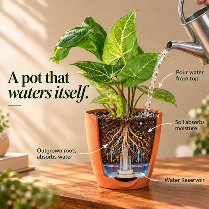 Arrow-shaped green syngonium houseplant growing inside a 5-inch plastic pot.